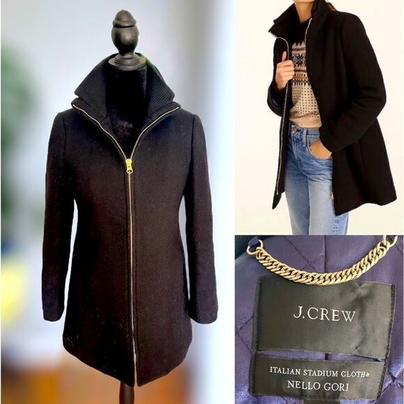 J. Crew Villa Coat Parka in Italian stadium-cloth wool Gold Full Zipper Size 0P - Picture 1 of 16